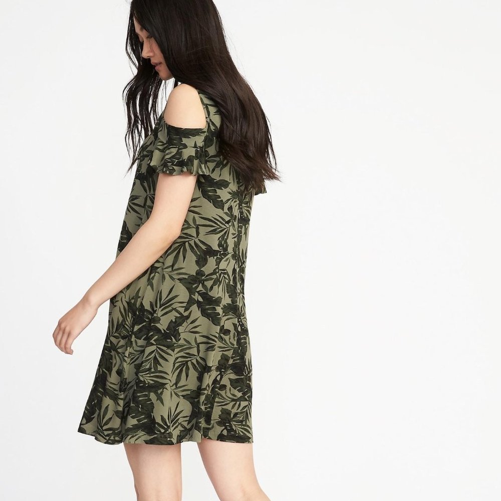 Old Navy Cold Shoulder Cotton Swing Dress Palms